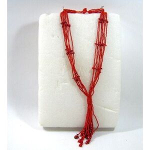 Casual BOHO Hippie style long Glass Beaded Gemstone Accent Tassel Necklace 28 in